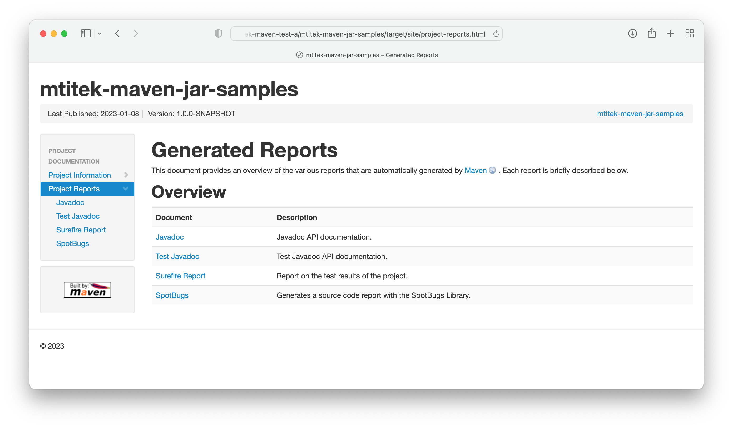 Reports: JavaDoc - Unit Test - Code Quality
